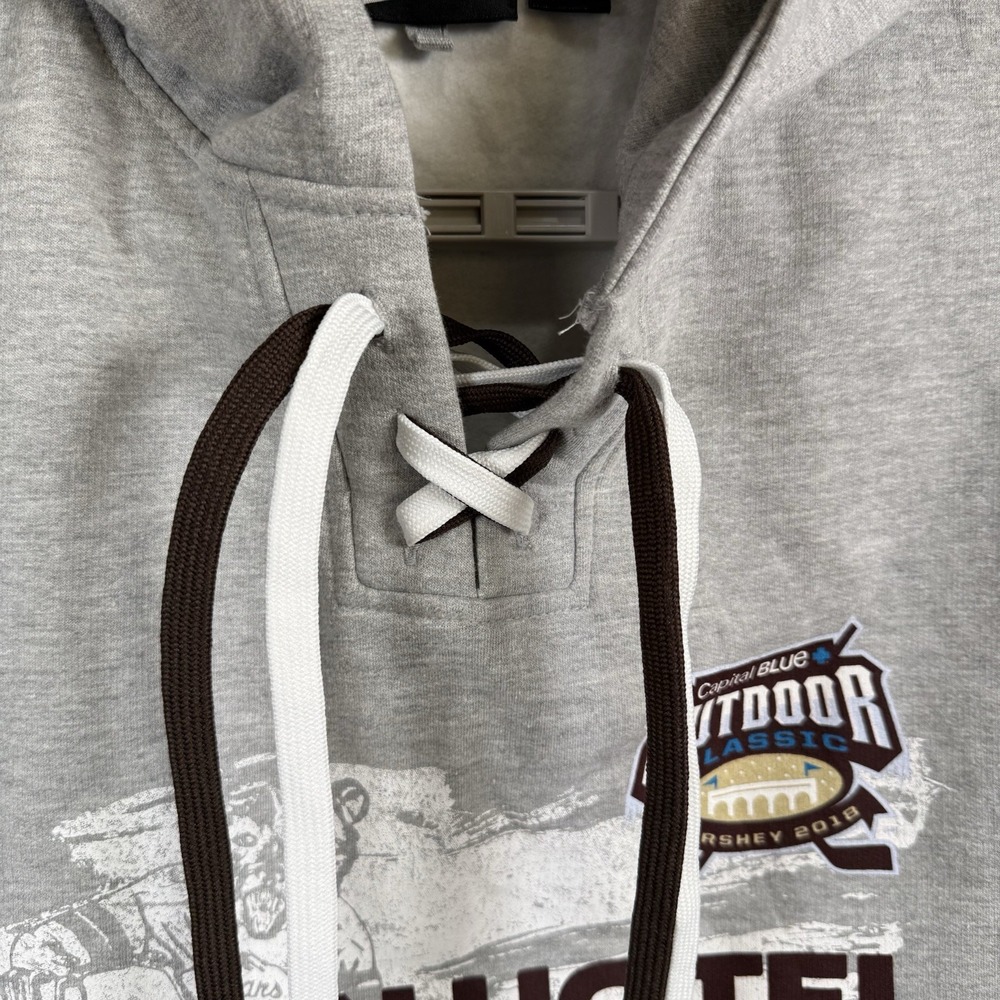 Hershey Bears Hockey Strings Hoodie Sweatshirt Outdoor Classic 2018 XL New Grey - Picture 2 of 7